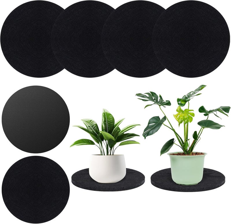 AHFCANG Plant Coaster Mat Reversible(Fabric/Leather),6Pcs Plant Coasters for House Plants Indoor & Outdoor,Household Products Absorbent/Waterproof(8inch) - Image 1